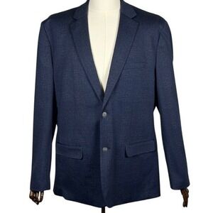 7 Diamonds Paxton Navy Blue Glen Plaid Comfort Stretch Blazer Mens XXL BLZ-8403